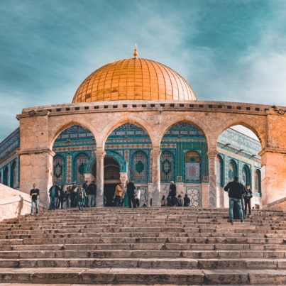 orange and blue dome mosque